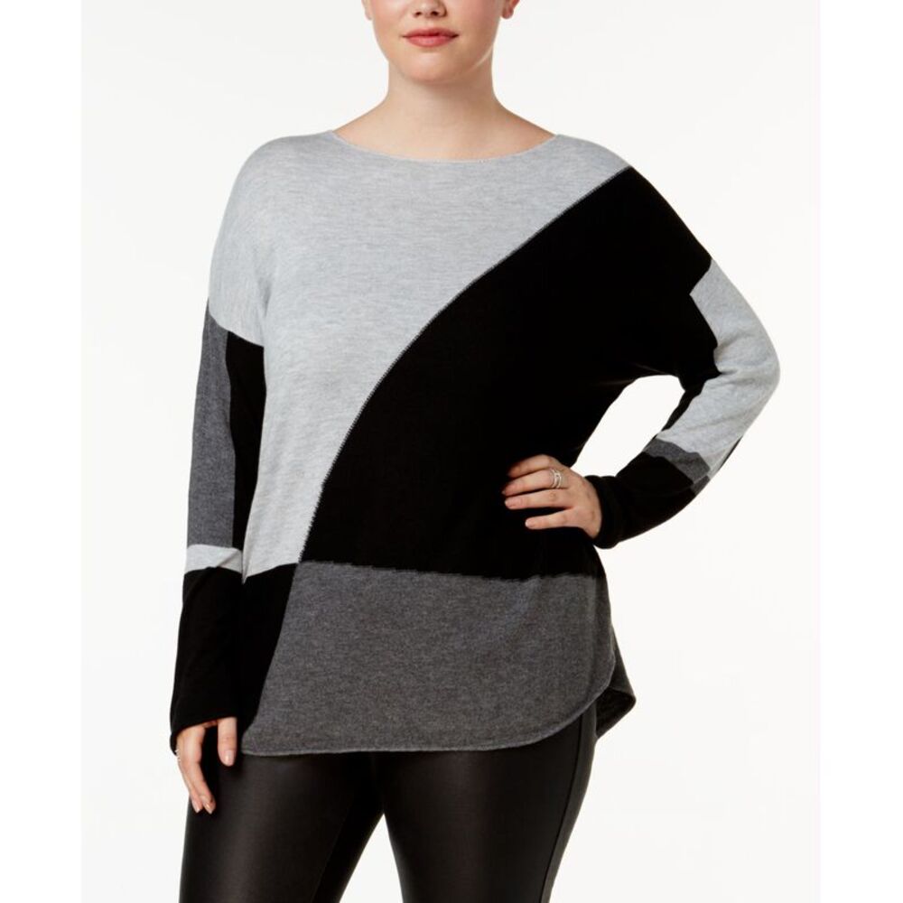 Plus Size Long Sleeve High Low Sweater